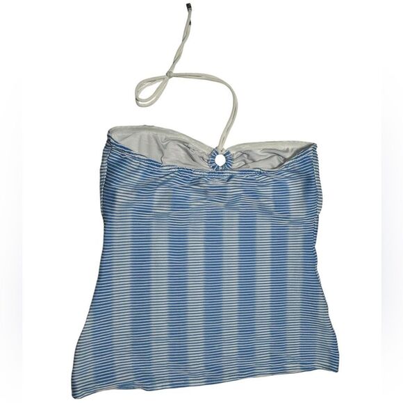 Shoshanna Swimwear Blue and White Striped Halter Strapless Tankini Top Swim Top - Picture 10 of 14